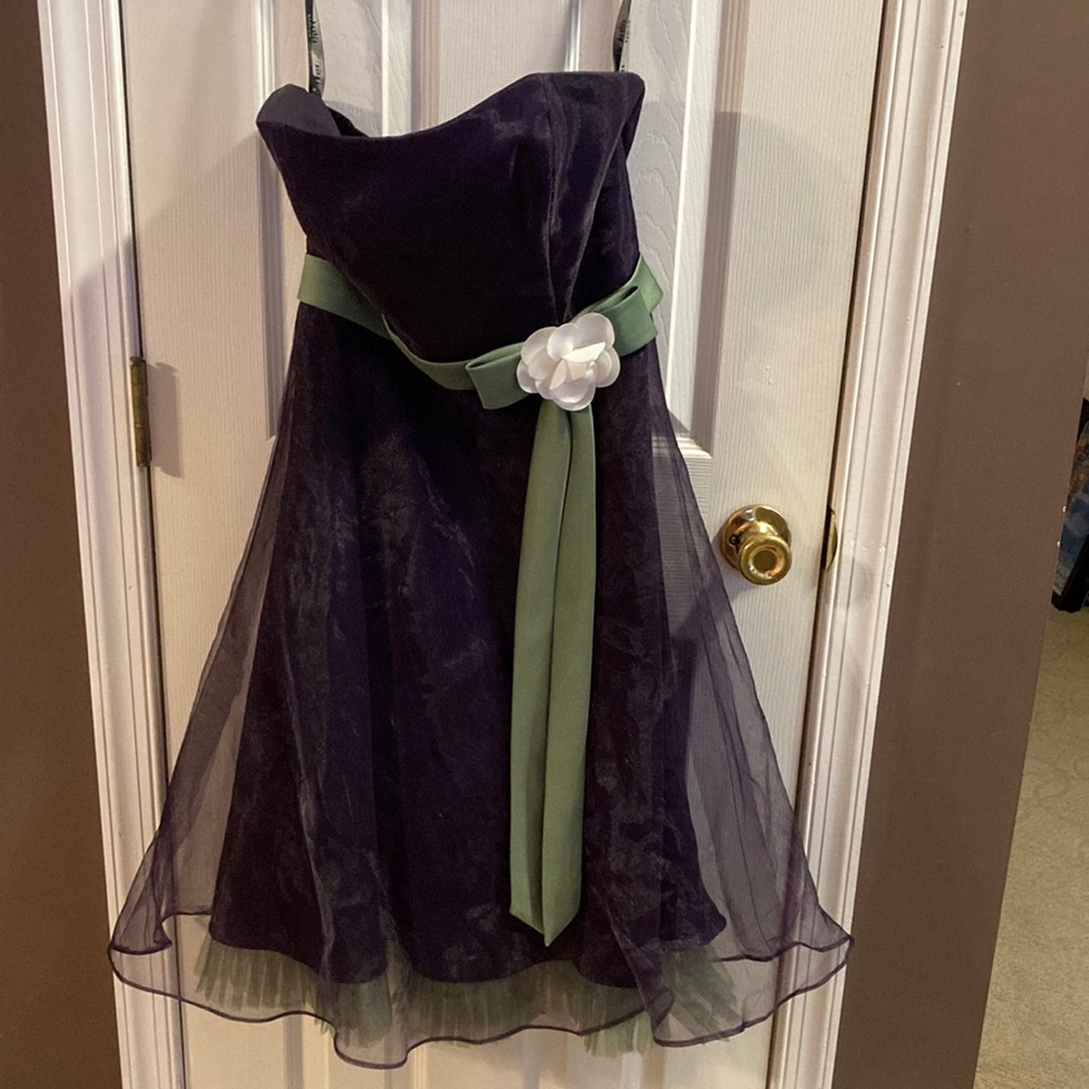 Purple and green dress